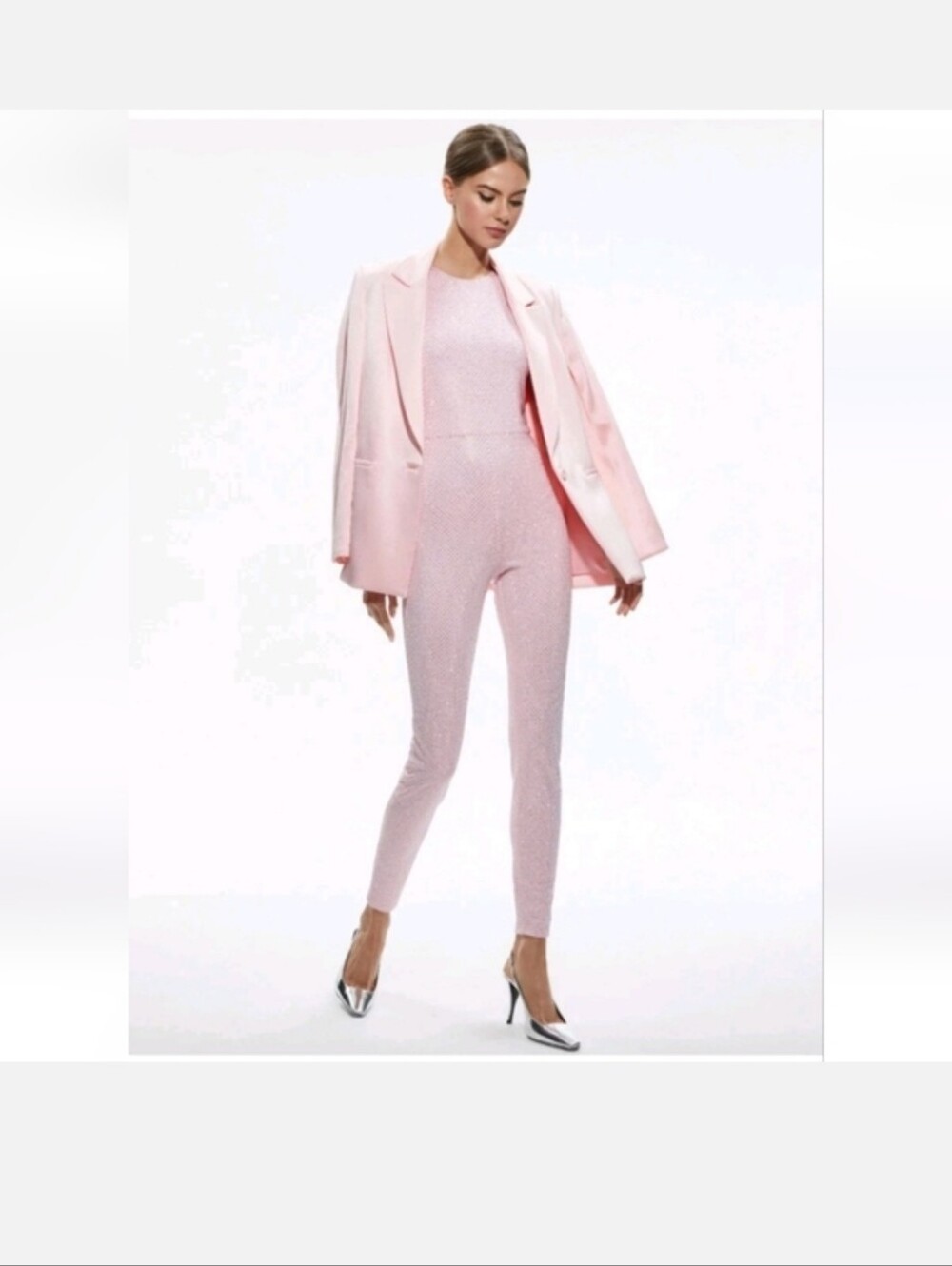 Alice + Olivia Light Pink Embellished Sleeveless Jumpsuit Size 8 NWT - Picture 11 of 16